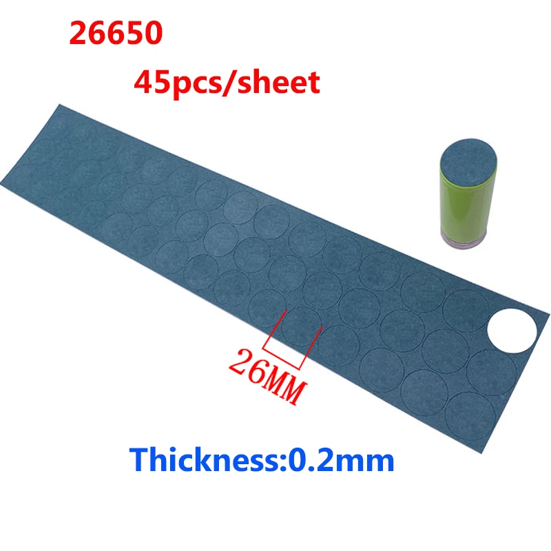 5 Sheets/lot 26650 Lithium Ion Battery Insulating Gasket with Adhesive Backing Patch 0.2mm Barley Paper Insulating Gasket 26650