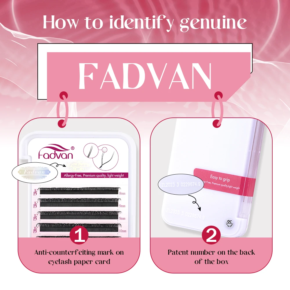 Fadvan YY Shape Eyelashes Extension 2D/3D Faux Mink L+/L/LU(M)/C/D/DD 8-15mm Black/Brown Premade Fan Lashes Extension Split Tip