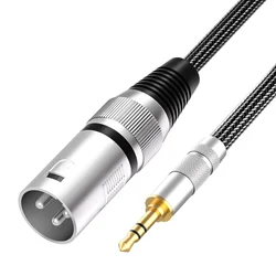 3.5mm To XLR Cable XLR To 3.5mm Aux Micphone Cable Unbalanced 1/8 Inch Mini Jack To XLR Male Cord for Phone Laptop Speaker Mixer