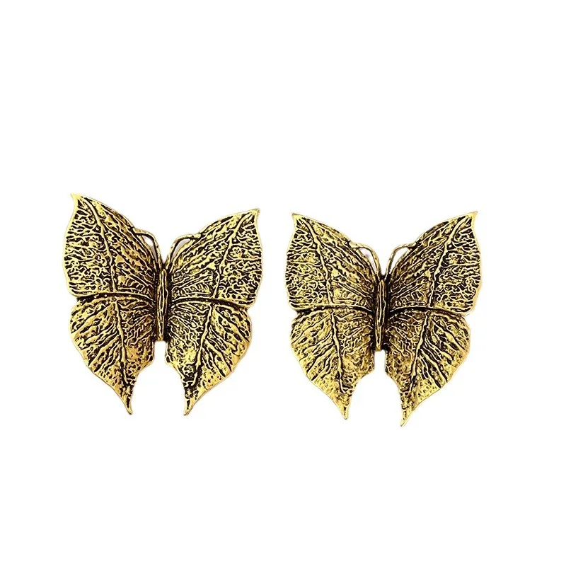 European And American Retro Light Luxury Exaggerated Metal Butterfly Stud Earrings For Women Fashion Elegant Jewelry Accessories