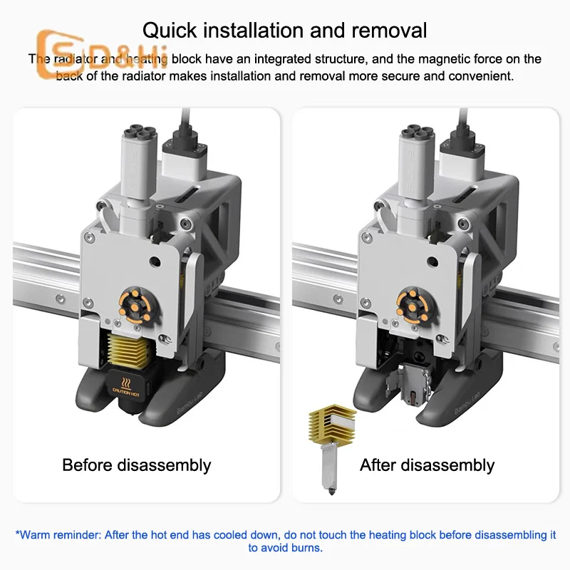 

For Bambu Lab A1/A1 Mini Hotend Print Head Hot End Kit 30.2/0.4/0.6/0.8mm Hardened Steel Nozzle 3D Printer Upgrade Parts