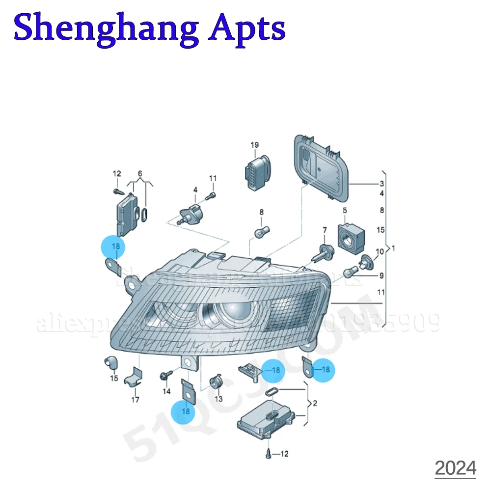 Linksvoor Koplamp Beugel Clip Bevestiger Reparatie Kit Voor Audi A6 S6 2005-2011 4f0998122, 4f0 998 122, 4f0998121, 4f0 998 121