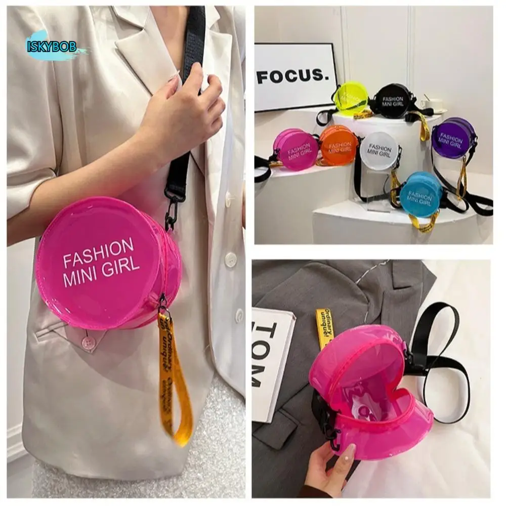 

The Water-Sprinkling Festival Jelly Letter Crossbody Bag PVC Mini Round Toilet Bag Waterproof Large Capacity Vacation Beach Bag