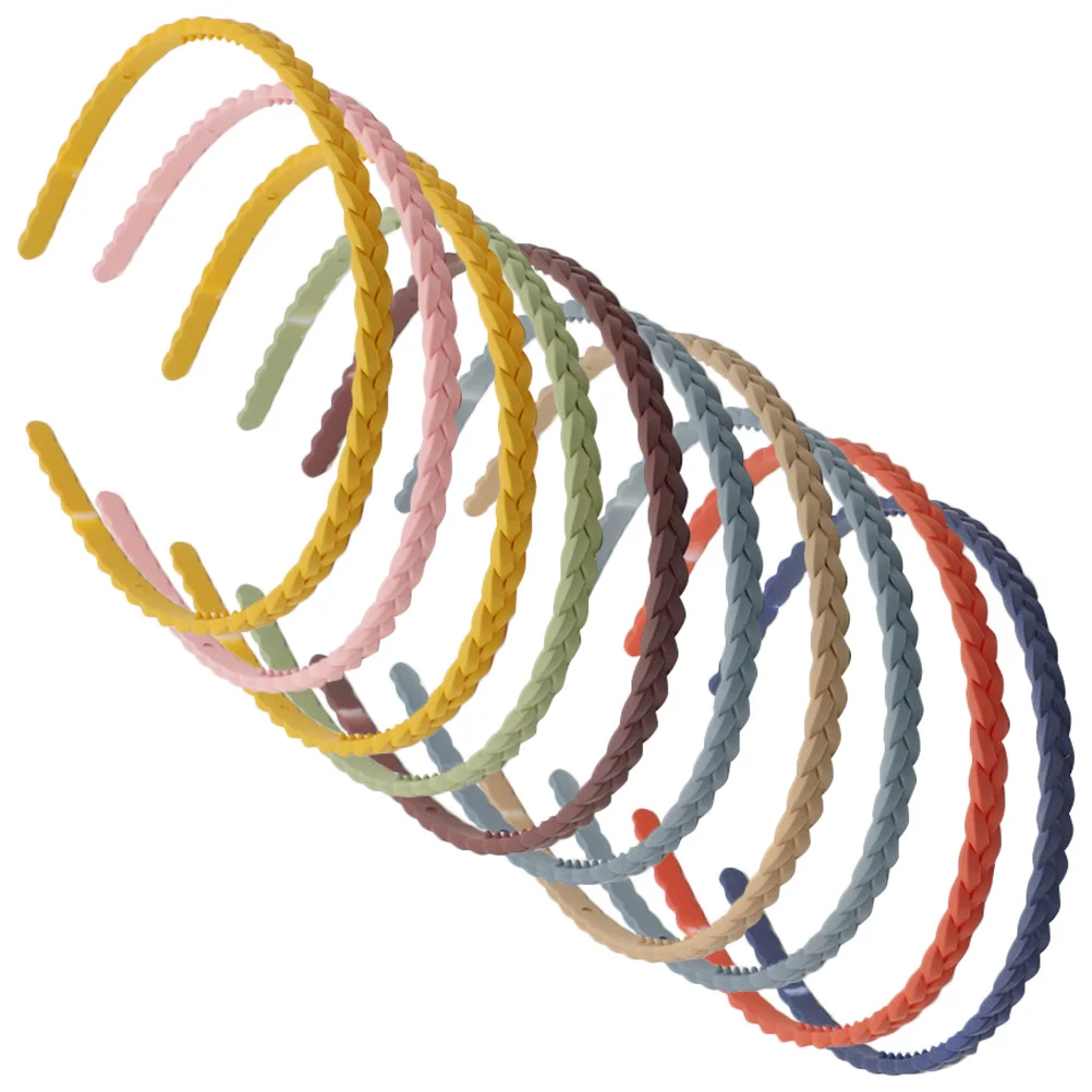 

10Pcs Synthetic Braided Headbands Hair Accessory Lightweight Comfortable Hair Hoop for Women Girls Daily Wear Braid Headband