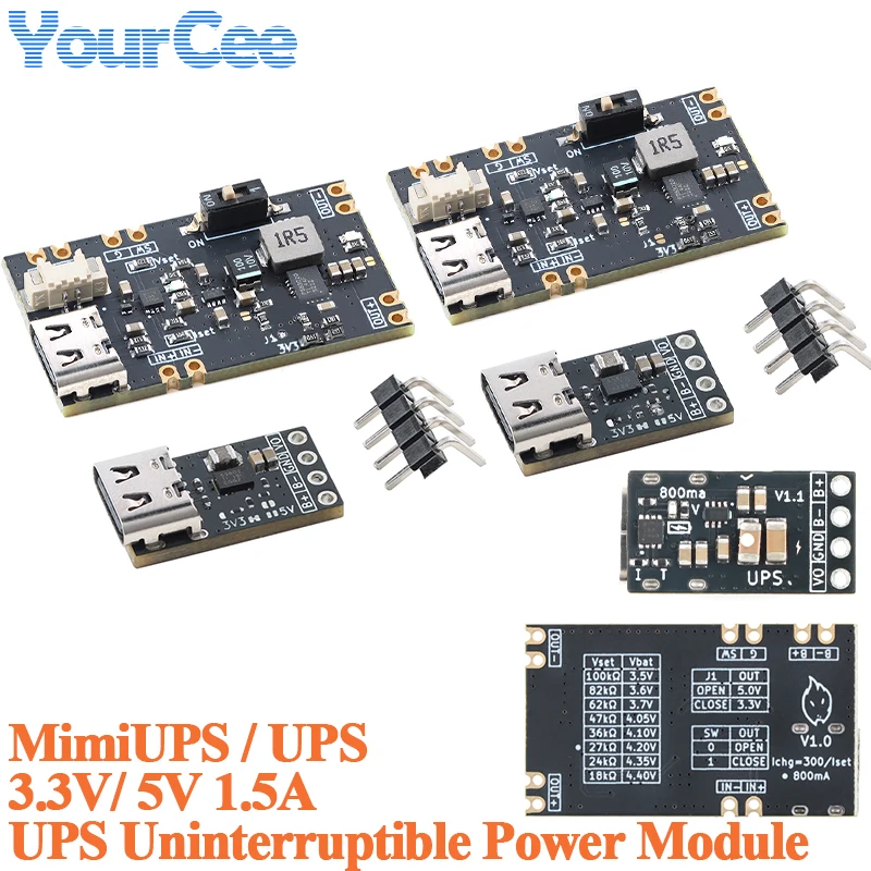 10pcs/1pc MiniUPS UPS 3.3V 5V 1.5A UPS Uninterruptible Power Supply Module Lithium Battery Charging High Efficiency Type-C