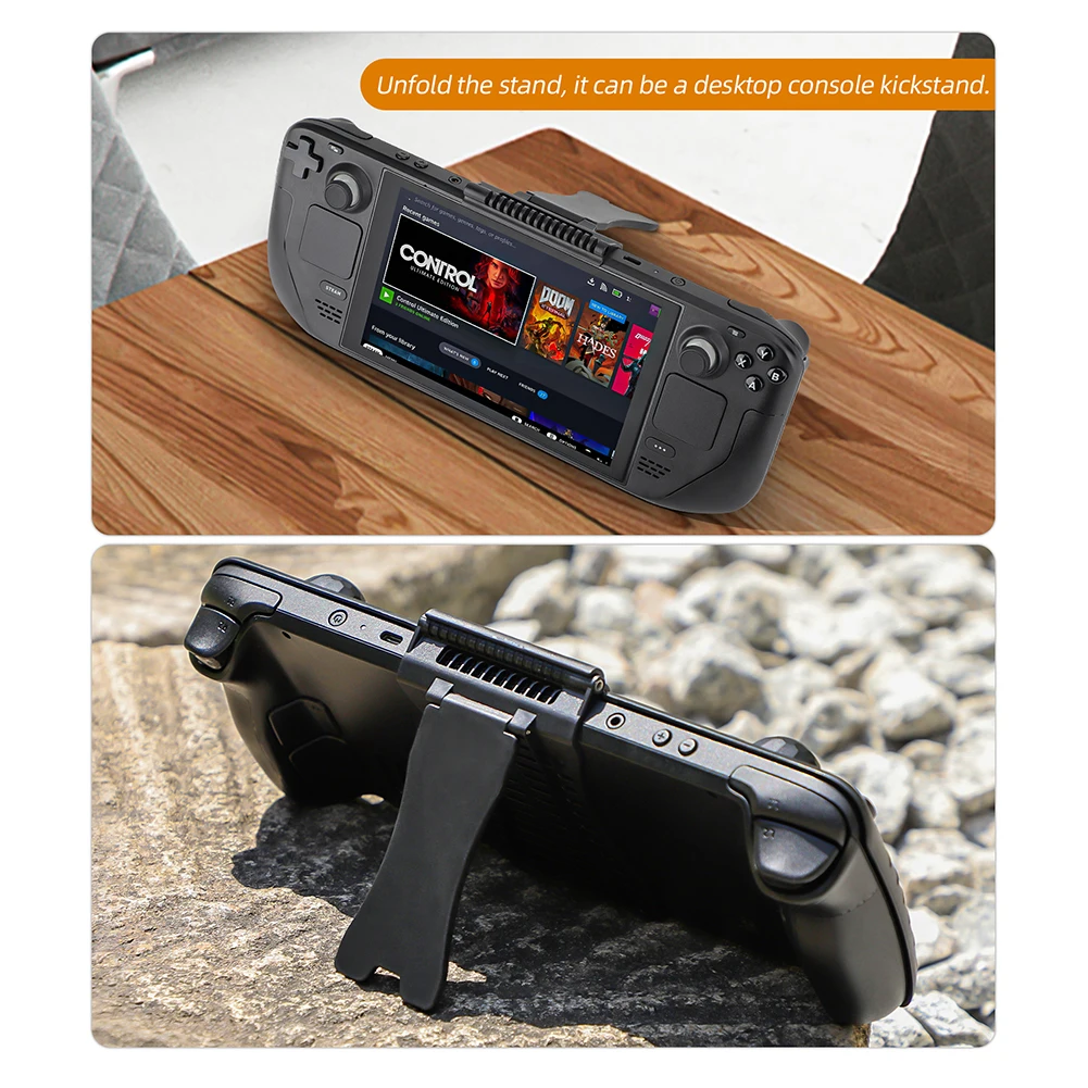 

Защитный чехол для консоли с подставкой, охлаждающая задняя крышка корпуса, не царапается, амортизация для аксессуаров Steam Deck