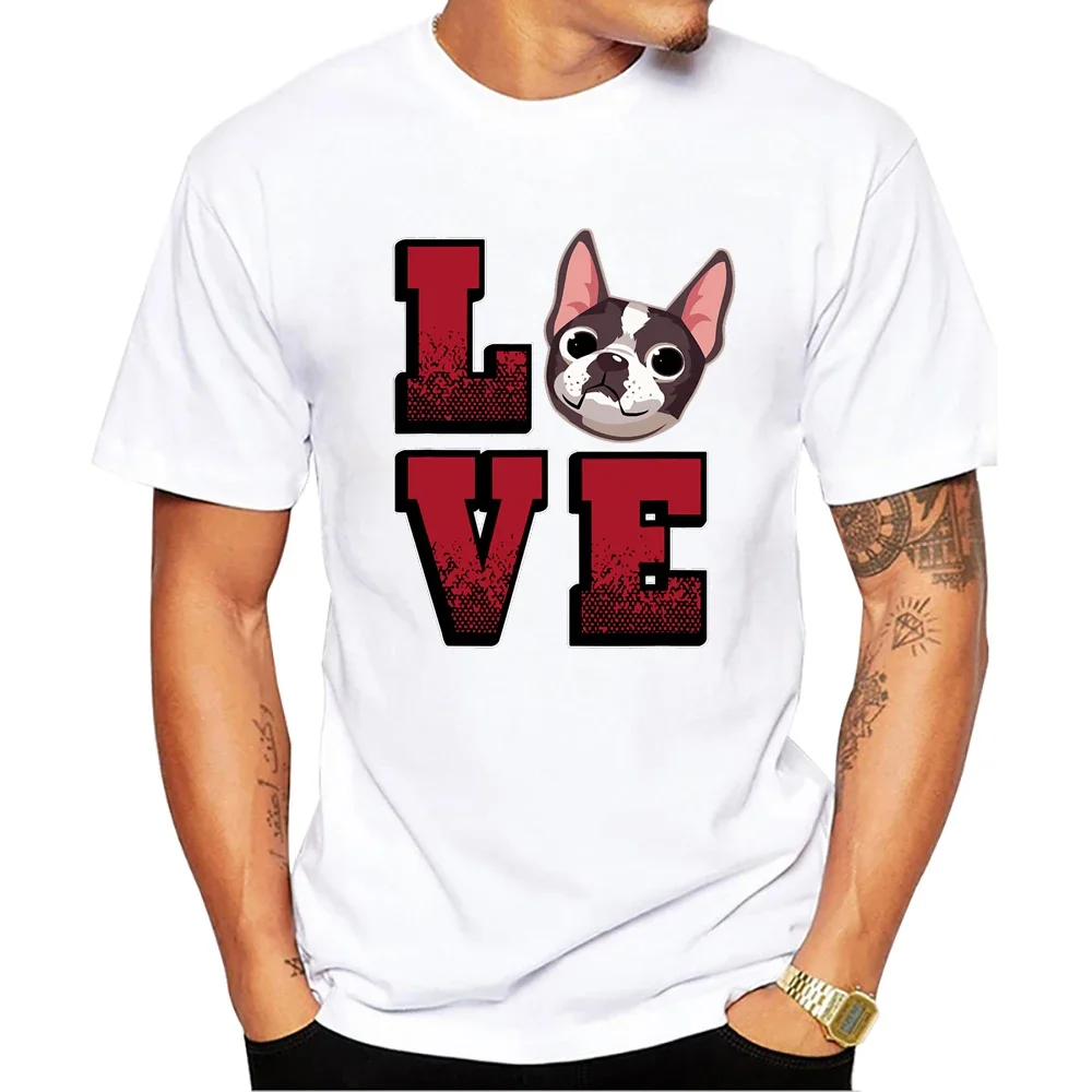 TEEHUB-Camiseta manga corta para hombre, casual, cool, con bulledogue francés, estampado de amor, Harajuku, Boston Terrier