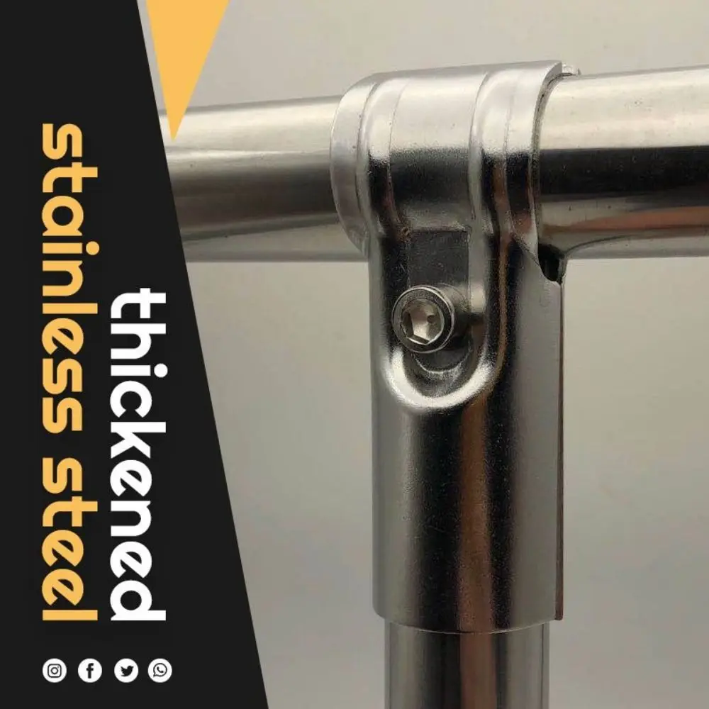 1Pc Durable Stainless Steel Fixed Clamp Tube Connector Clothes Display Rack Rod Support Pipe Joint