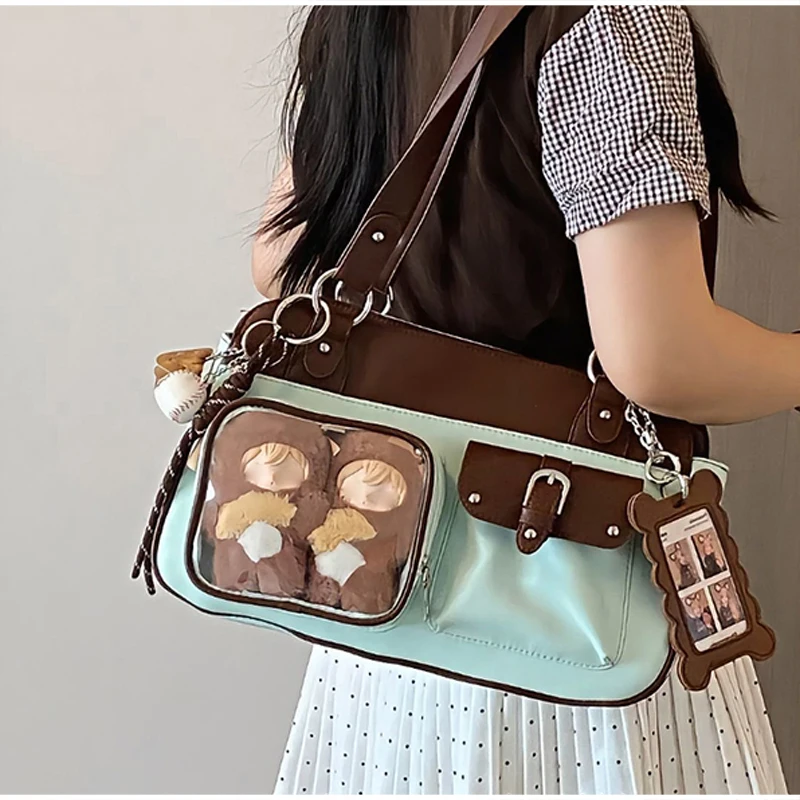 Kawaii Ita-Tasche mit transparentem Fenster zur Präsentation von Anstecknadeln, Damen-Tragetasche, süße, niedliche Anime-Schultertasche, Lolita-Handtasche für Mädchen. – Detail 7