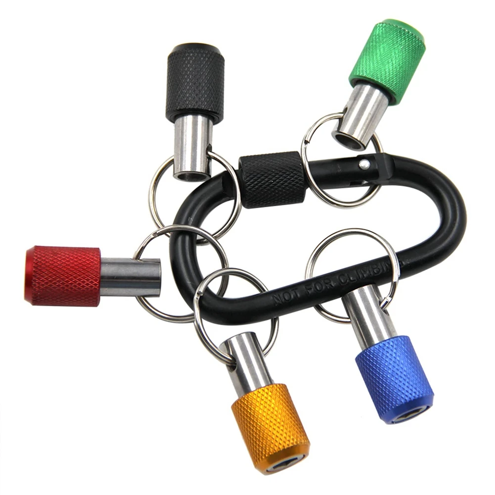 A77K 1/4 inch Hex-Shank Screwdriver Bits Holder Practical Extension Bar Drill Adapter Quick Release Carabiner Keychain