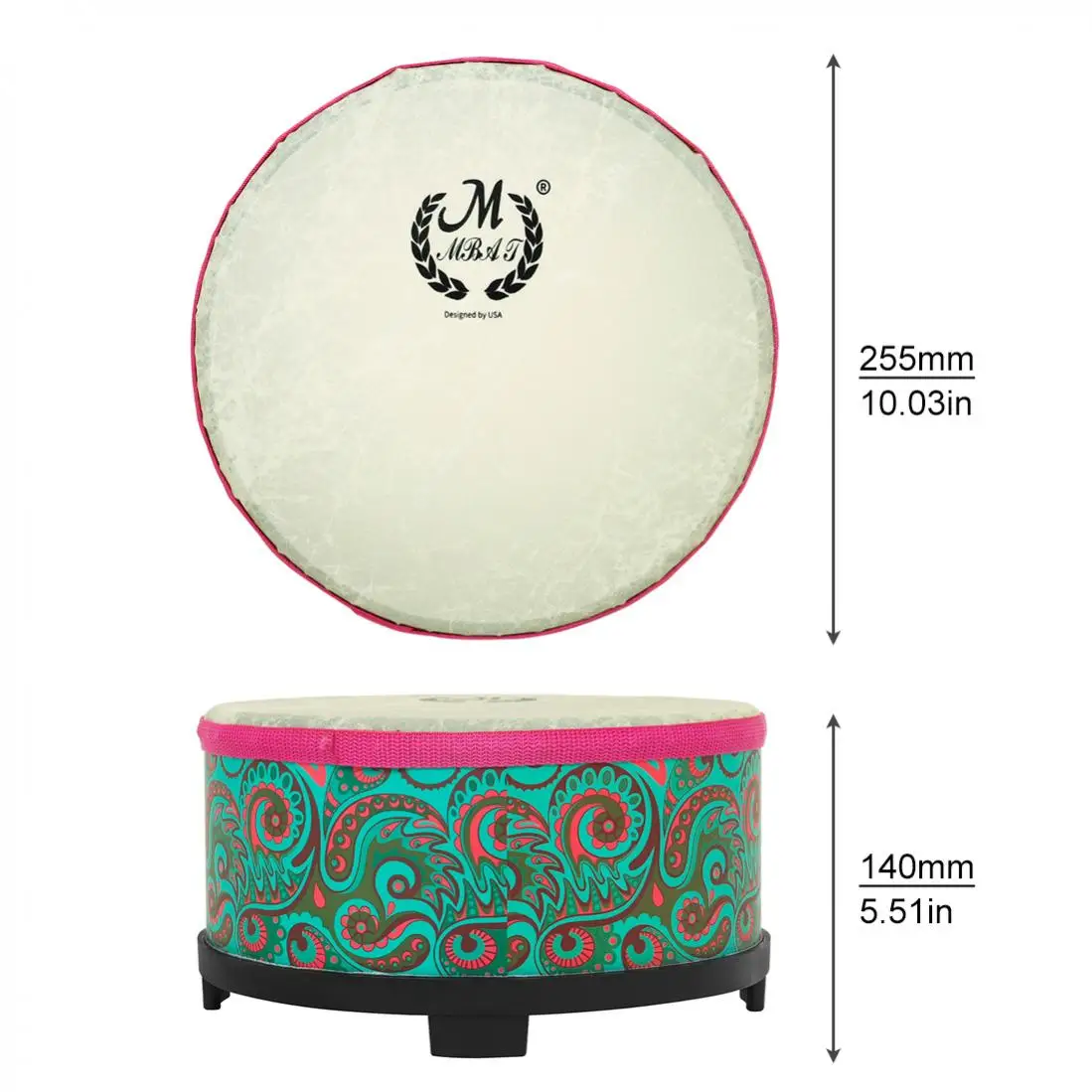 10 Inch Floor Tom Drum Toy Educational Music Hand Drum with Drumsticks