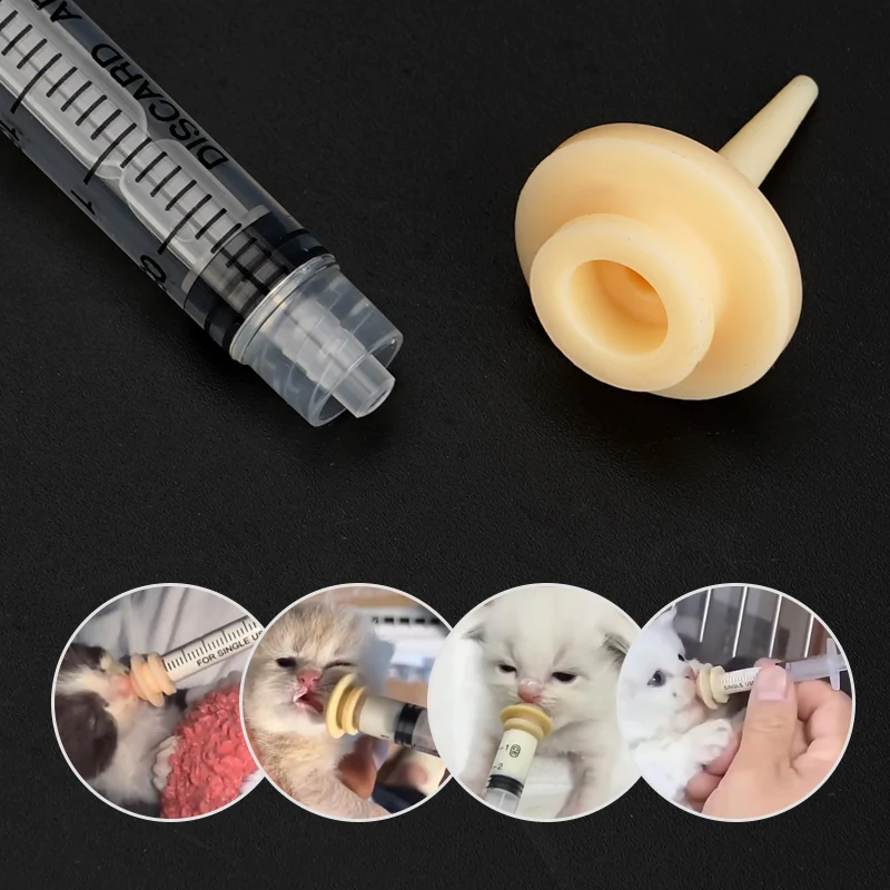 Pet Feeding Silicone Nipple Syringe For Dog Cat Hamster Feeding Pacifier Medicine Feeding  Syringe With Silicone Nipple Feeder