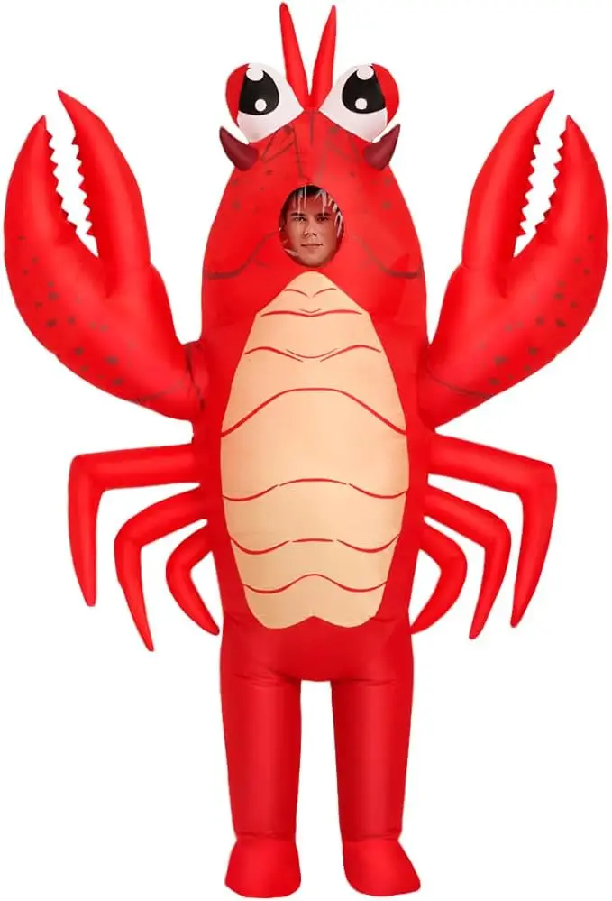 

Inflatable Lobster Costume Adult Blow Up Crawfish Costumes for Funny Party, Lobster Dress, Onesie for Mardi Gras