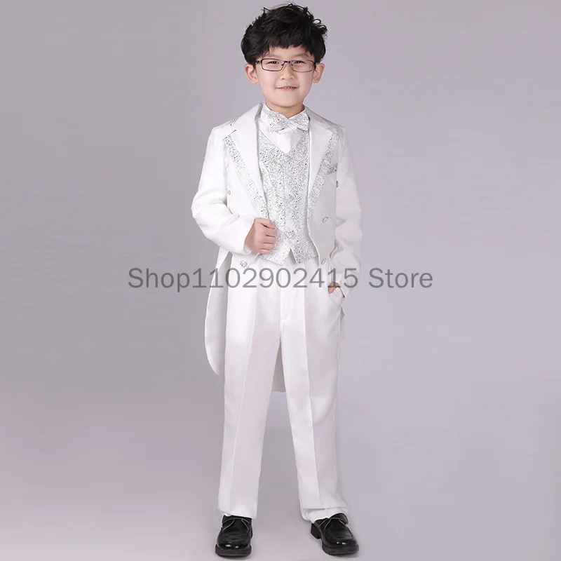 2023 New Arrival Boys' Formal Clothes Set Bowtie+Vest+Shirts+Tailcoat+Pants Children Blazers Suits Child Tuxedo Suit Wholesale