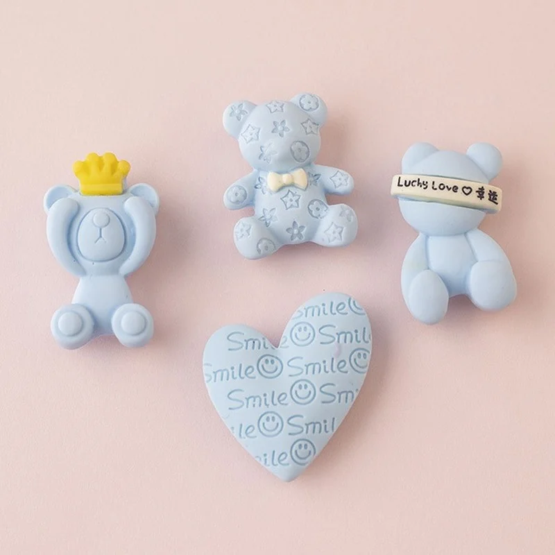 4pcs Cute Blue Bear Heart Fridge Magnetic Stickers Wedding Gifts Home Decor Children Toys Fridge Magnets Blackboard Stickers