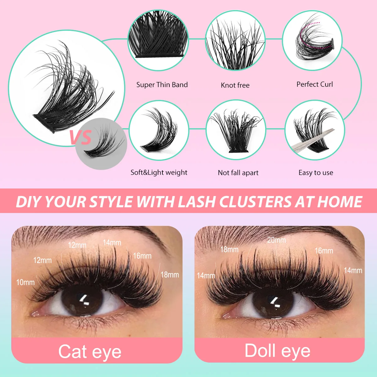 Picture 6: 5D Super Fluffy Cluster Lashes 100D 150D Thick Individual Eyelashes 10-18mm Natural Style Reusable DIY Lash Extensions