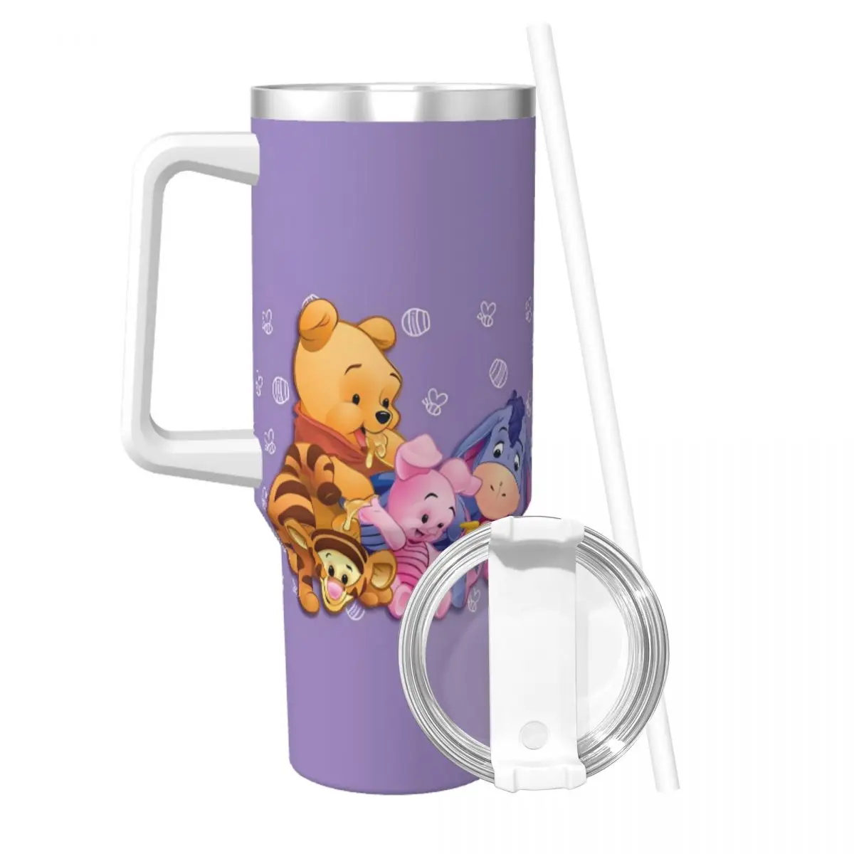 Winnie The Pooh Piglet Tumbler Cold Drink Water Bottle Heat Preservation Stainless Steel Thermal Mug Beach Car Mugs