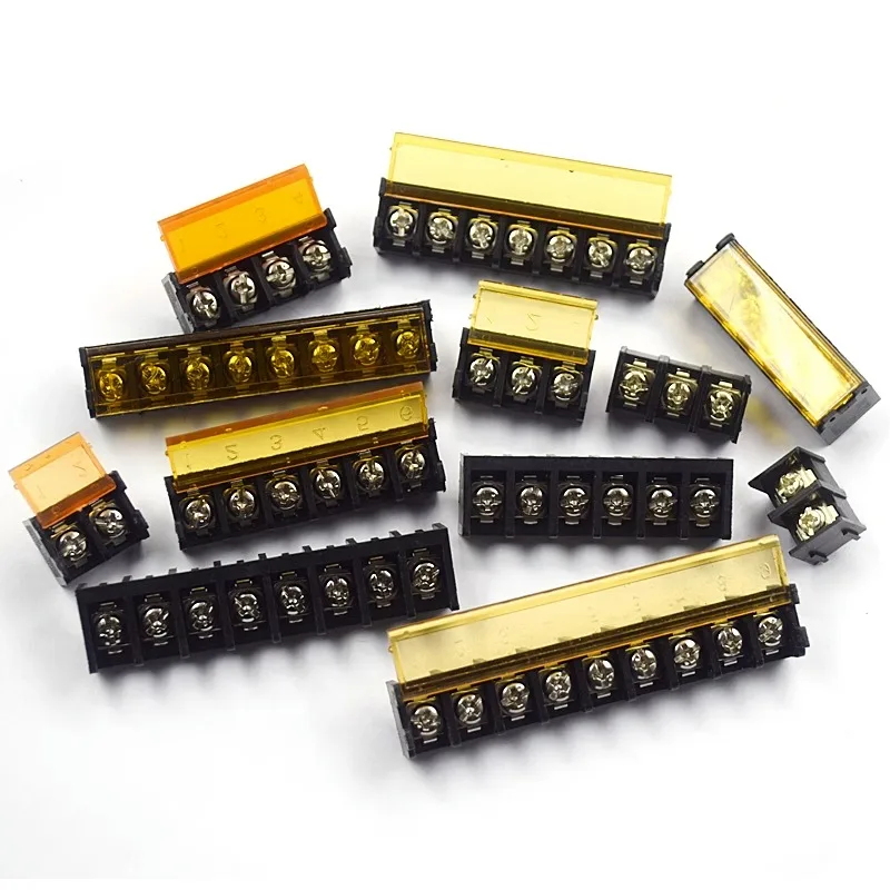 10Pcs HB-9500 2P-10P 9.5mm Barrier Terminal Block Connector with Cover PCB Mount connector