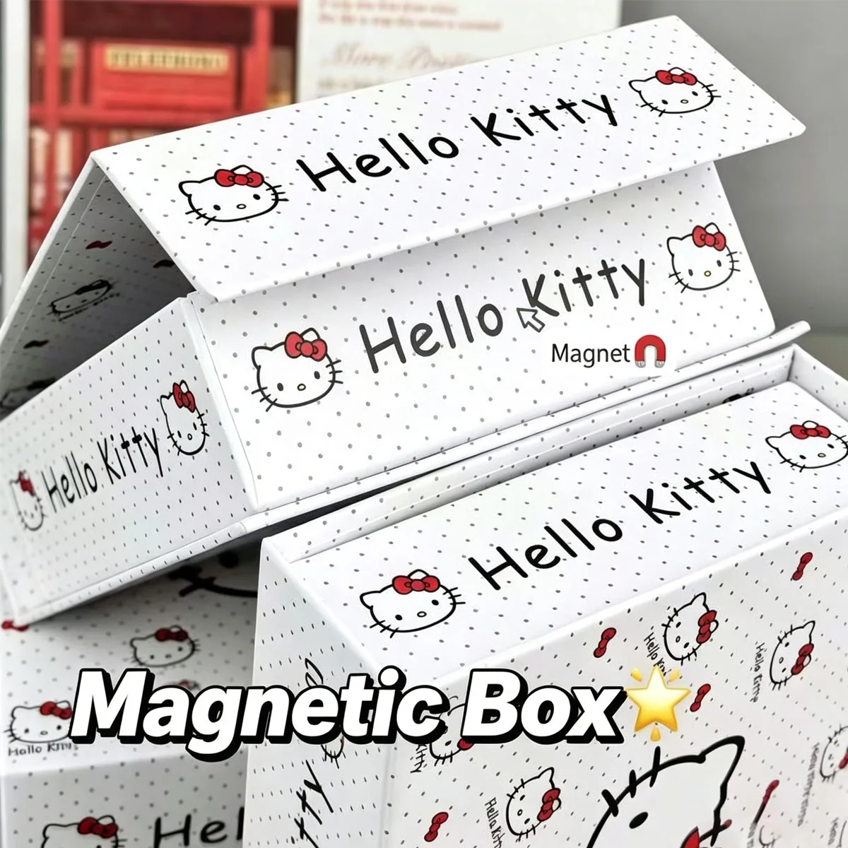 Sanrio Hello Kitty Magnetic Storage Box Printed Cardboard Gift Box for Small Items Organizer Case
