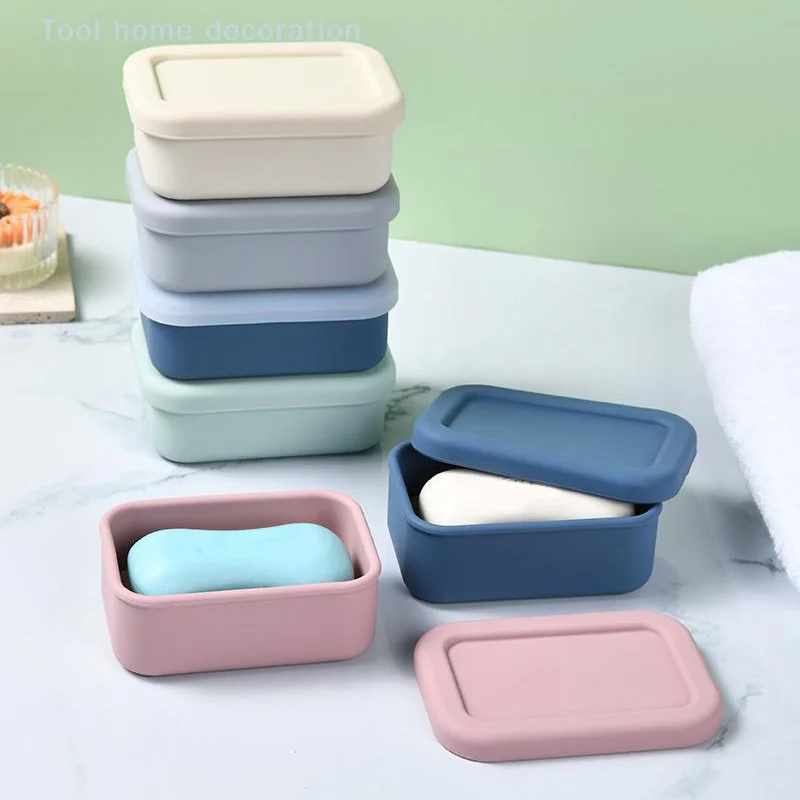 Soporte sólido para barra de champú, estuche grande para jabón de viaje a prueba de fugas, caja de jabón de silicona con capa de drenaje, contenedor de jabón mejorado