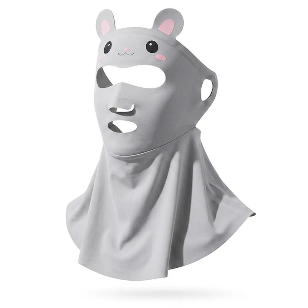 Rabbit Design Kids Sun Protection Mask Lightweight Thin Solid Color Neck Sunscreen Mask Breathable Cooling Anti-UV Face Shield