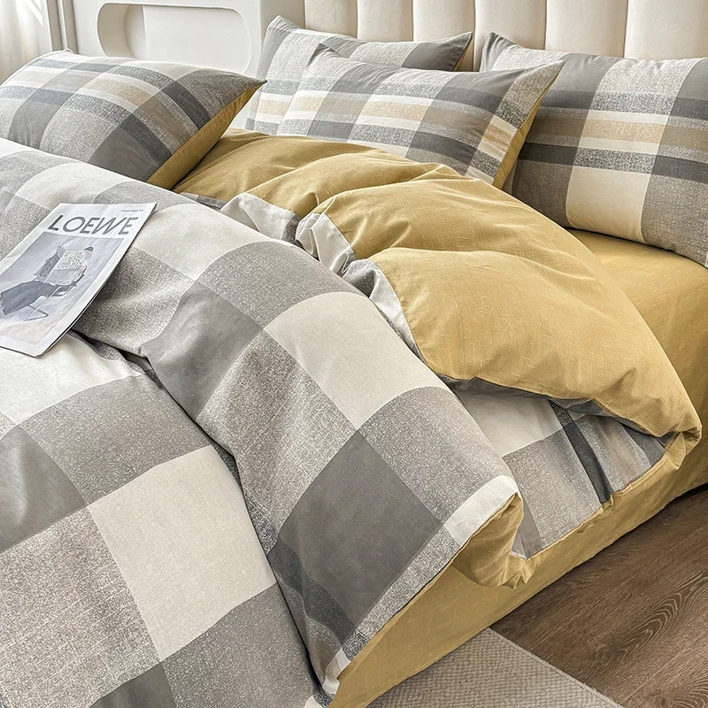 1/3pcs Checkered Print 100% Cotton Duvet Cover Set High Quality Soft Double Bedding Sets Queen King Comforter Cover Pillowcases