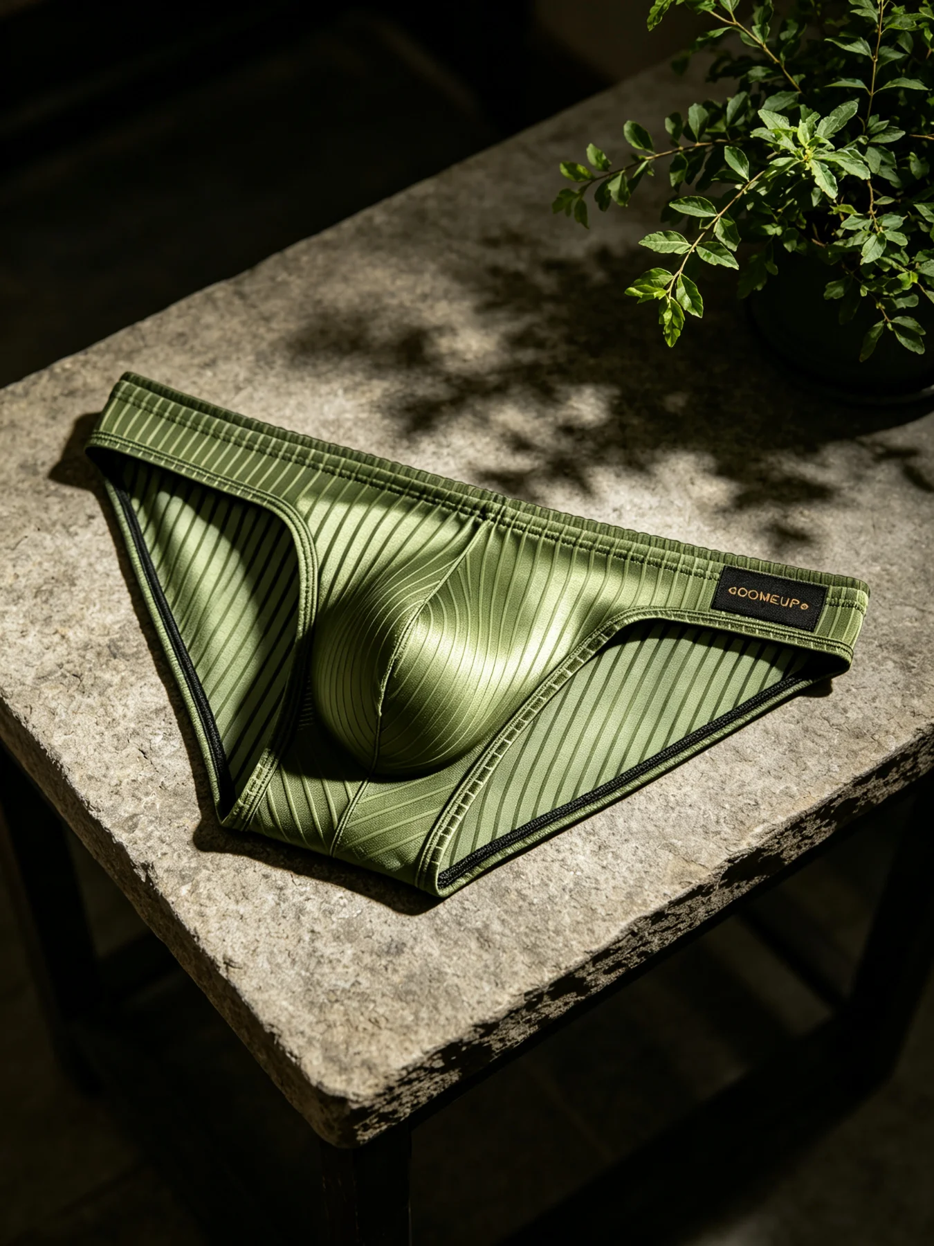 Calzoncillos para hombre con diseño de rayas verticales, tejido brillante, bolsa con forma de U, cintura baja, cintura elástica, ropa interior masculina transpirable, modelo DP922.