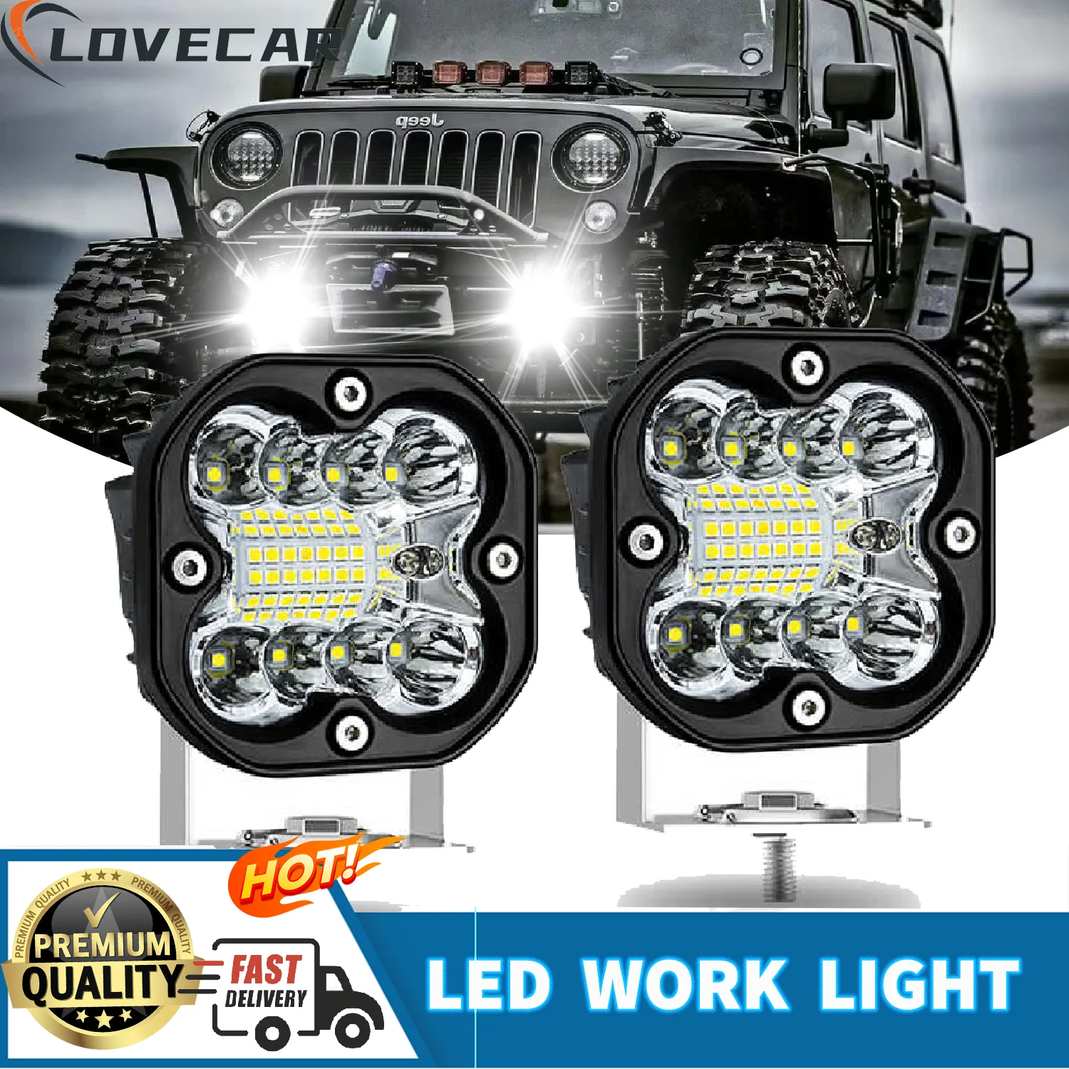 

Super Bright Fog Lights Car LED Spotlights Motorcycles Bright 4x4 Led Lamp Bar Off Roa Boat 4X4 Truck Tractor ATV SUV Fog Lamp