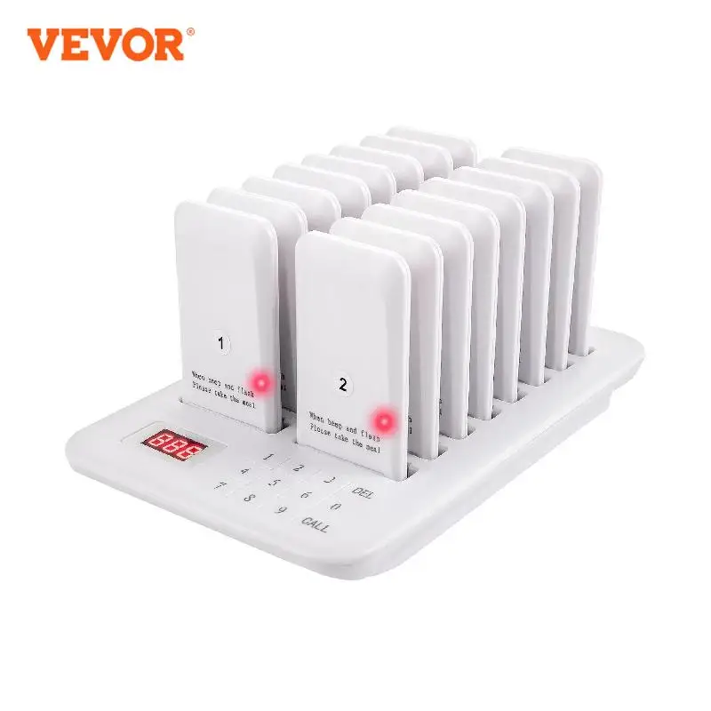 VEVOR Restaurant Pager Calling Paging System 16 Coaster Receiver Restaurants Church Nurse Clinic Queue System Wireless Pagers