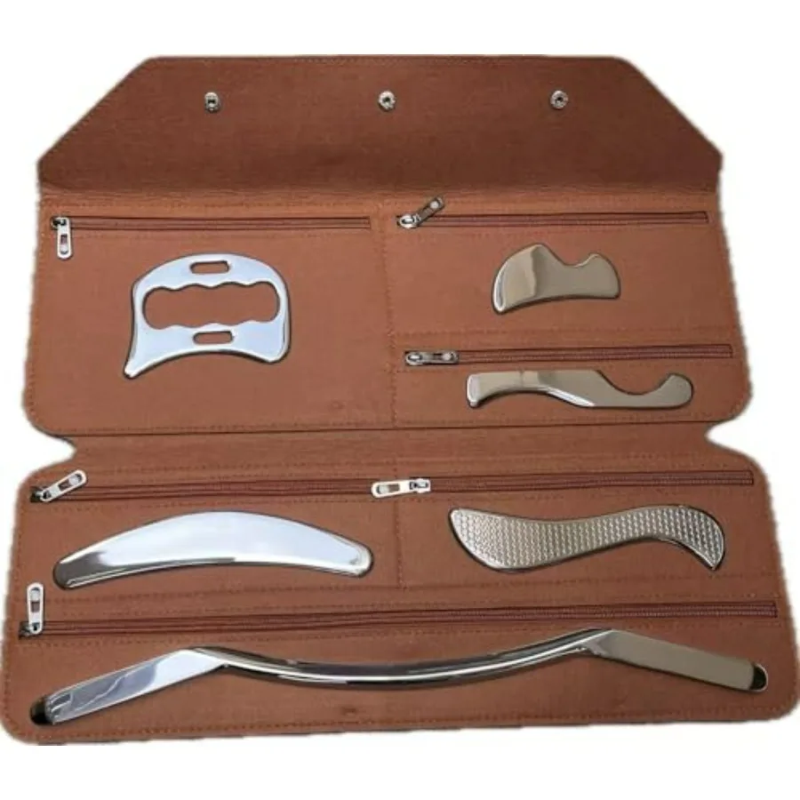 6-in-1 Stainless Steel Gua Sha Tools Set for Neck/Back/Body Muscle Scraping Massage Professional Fascia Release Tool 6PCS Kit i