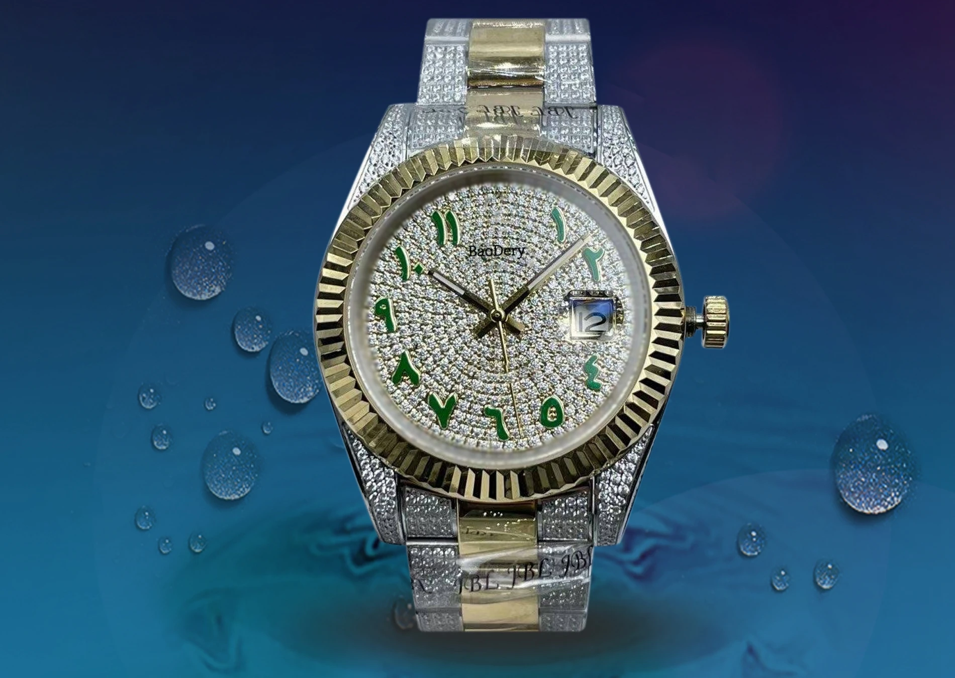 Elegant 41mm Men's Watch: Multicolor Dial, Diamond Surface & Leopard Print – Ideal for Birthdays