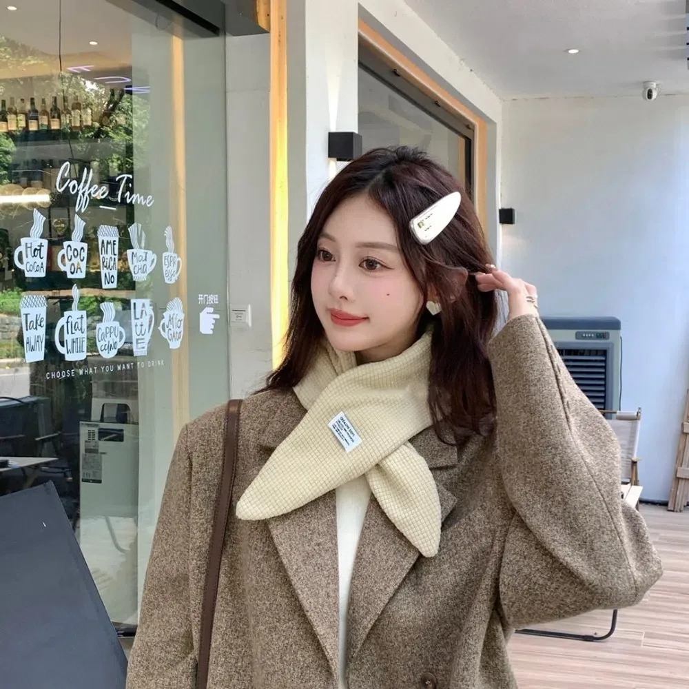 

Simple Padded Cross Feather Scarf Keep Warm Korean Style Down Neck Scarf Apparel Accessories Solid Color Thermal Shawl Girl