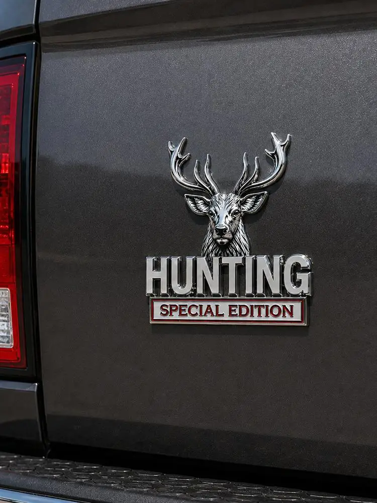 Waterproof 3D Metal Stag Head Car Emblem Decorative Vehicle Decal Durable Auto Body Ornament Smooth Surface Styling Badge