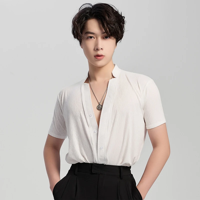 

3 colors Latin Dance Tops For Men Long Sleeved Practice Clothes Chacha Rumba Tango Dress Adult Male Latin Costumes DQS18887