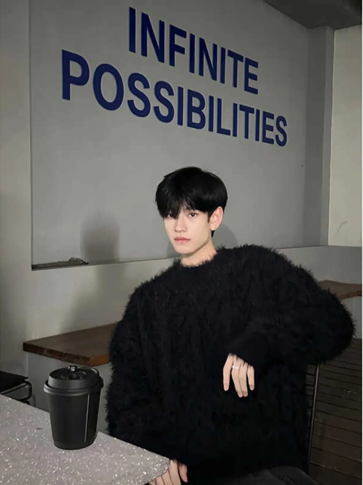 

Мужской утепленный свитер из мягкого белого норкового флиса в американском ретро-стиле, теплый, премиум-класса, свободного кроя, с длинным рукавом, Cleanfit