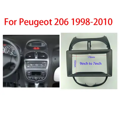 7/9 Inch Car Radio Frame Kit For Peugeot 206 1998-2010 2 Din Auto Stereo Center Console Holder Fascia Trim Bezel Faceplate