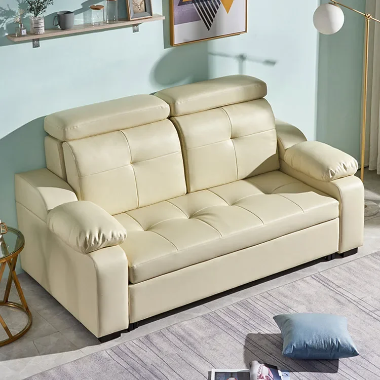 Pull Out Smart Multifunctional Sleeper Couch Modern Leather Folding Sofa Cum Bed
