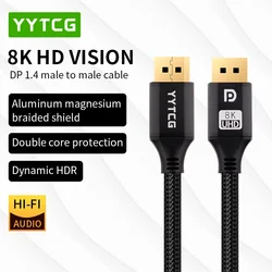 YYTCG DisplayPort Cable 8K 60Hz 4K 144Hz/120Hz 2K 165Hz 32.4Gbps HDR Video Cable DP 1.4 to DP Cable Support for Computer Monitor