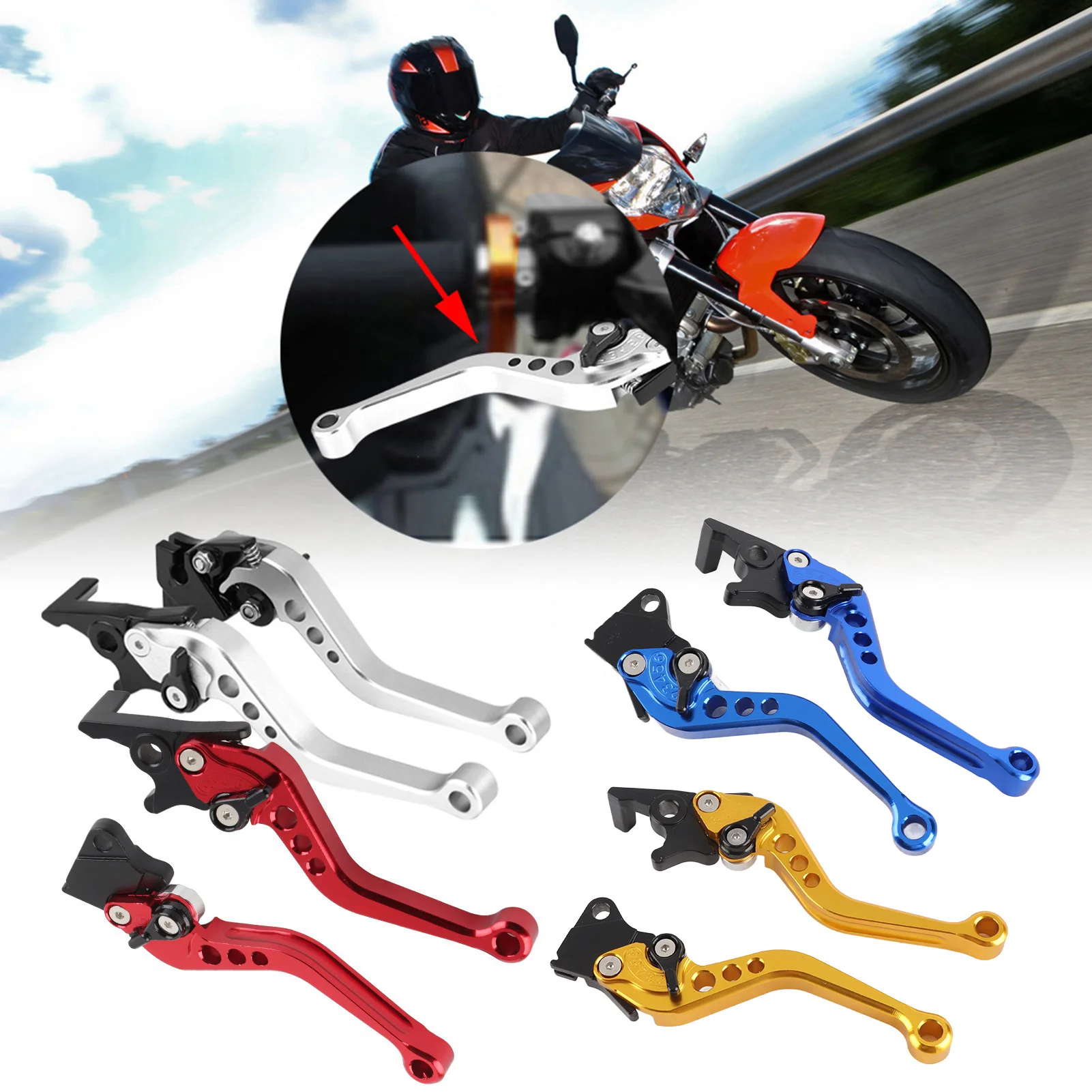 مقبض رافعة الفرامل، مقبض رافعة الفرامل، زوج من مقبض رافعة الفرامل للدراجة النارية من الألومنيوم باستخدام الحاسب الآلي #6
