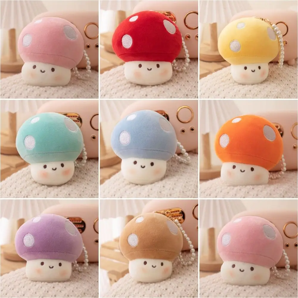 Paddestoel Paddestoel Pluche Sleutelhanger Met Parel PP Katoen Paddestoel Parel Hanger Cartoon Autosleutel Ring Paddestoel Peluche Speelgoed