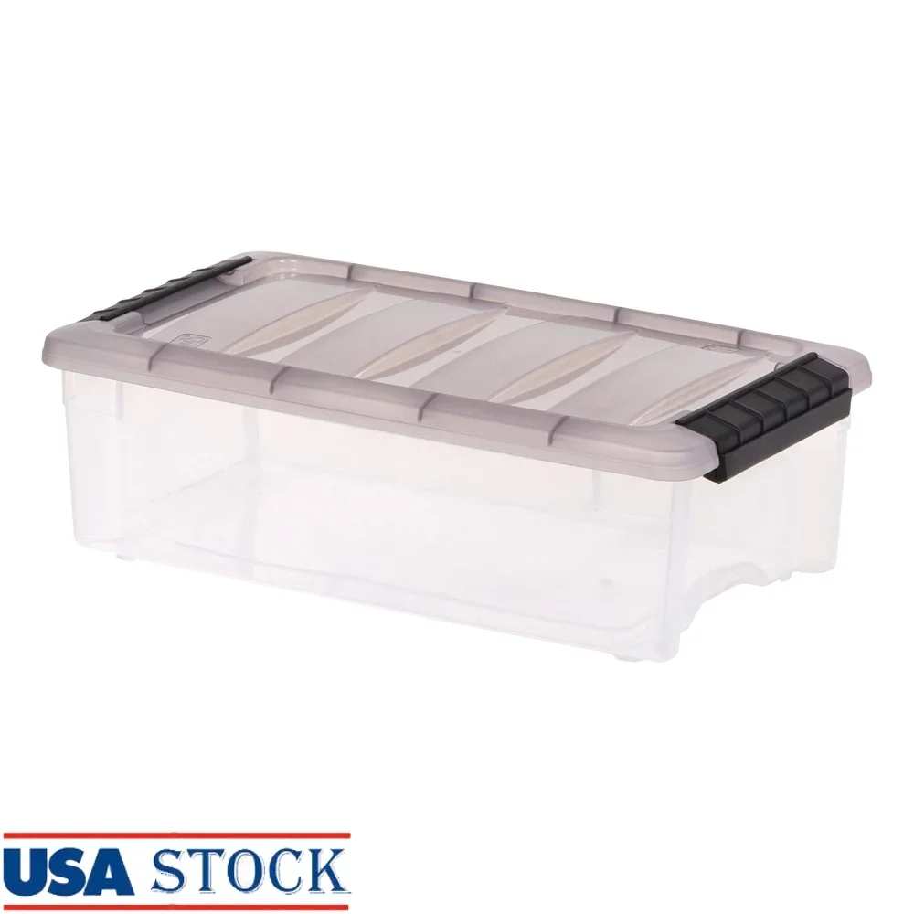 

Stackable 5.8 Qt Plastic Storage Bin with Lid Clear Totes Home Office Garage Organization Durable Storage Containers with Secure