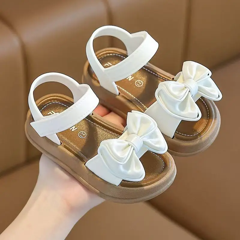 

New Fashionable Girls Sandals Summer Bow Princess Sandals 3-14 Years Old Students Children Outside Wearing Versatile Sandals