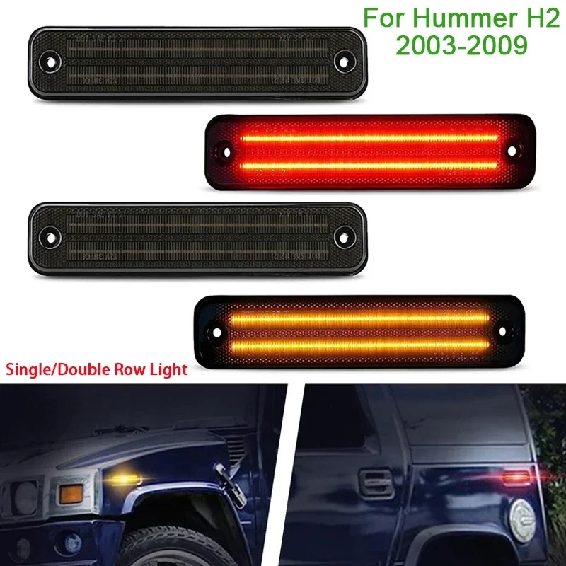 4pcs/set Smoked Lens LED Side Marker Lights for Hummer H2 2003-2009 (Single/Double Row Light)