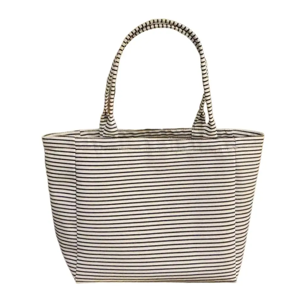 Polka Dot Print Canvas Tote Bag Check Print Canvas Material Large Capacity Tote Large Capacity Stripes Print Commuting Bag
