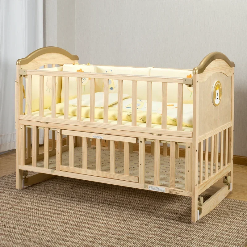 Cradle Bed Newborn & Toddler Bed Stitching Bed for 0-8 Years with Mosquito