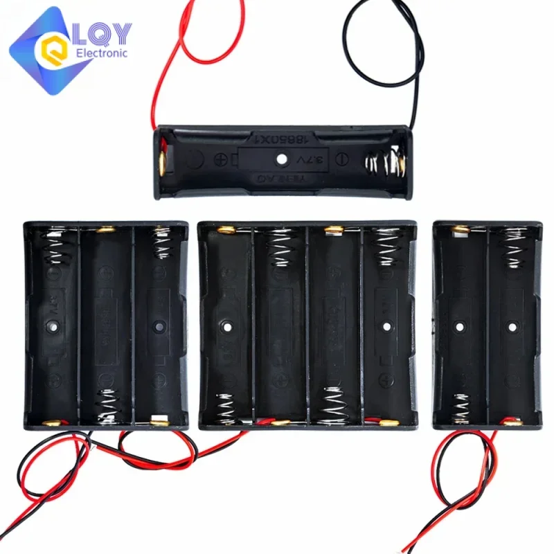 Black Plastic 1x 2x 3x 4x 18650 Battery Storage Box Case 1 2 3 4 Slot Way DIY Batteries Clip Holder Container With Wire Lead Pin