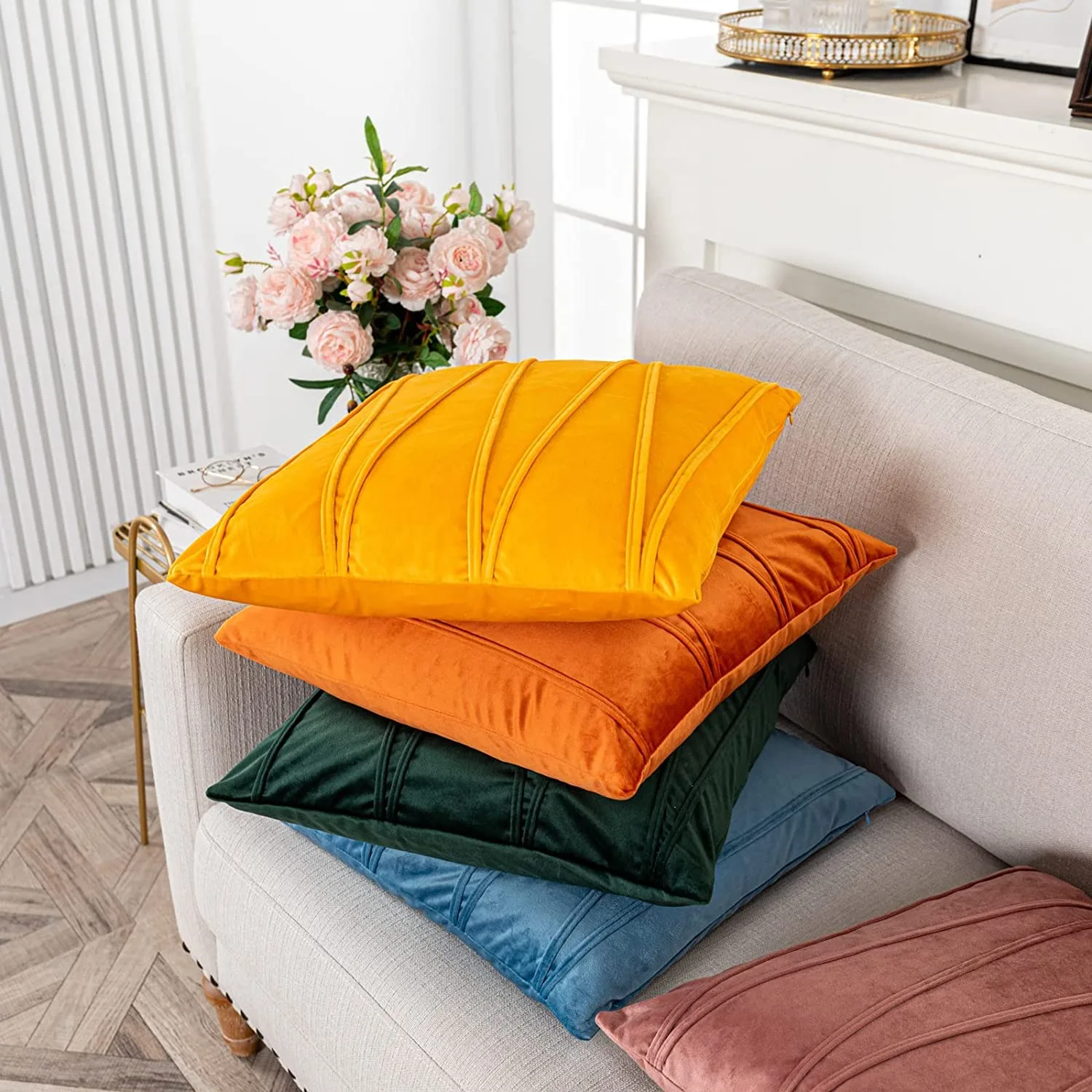 Soft Velvet Cushion Covers Orange Pillowcases for Living Room Sofa 30x50cm 45x45cm 50x50cm Nordic Home Decoration Pillows Cover
