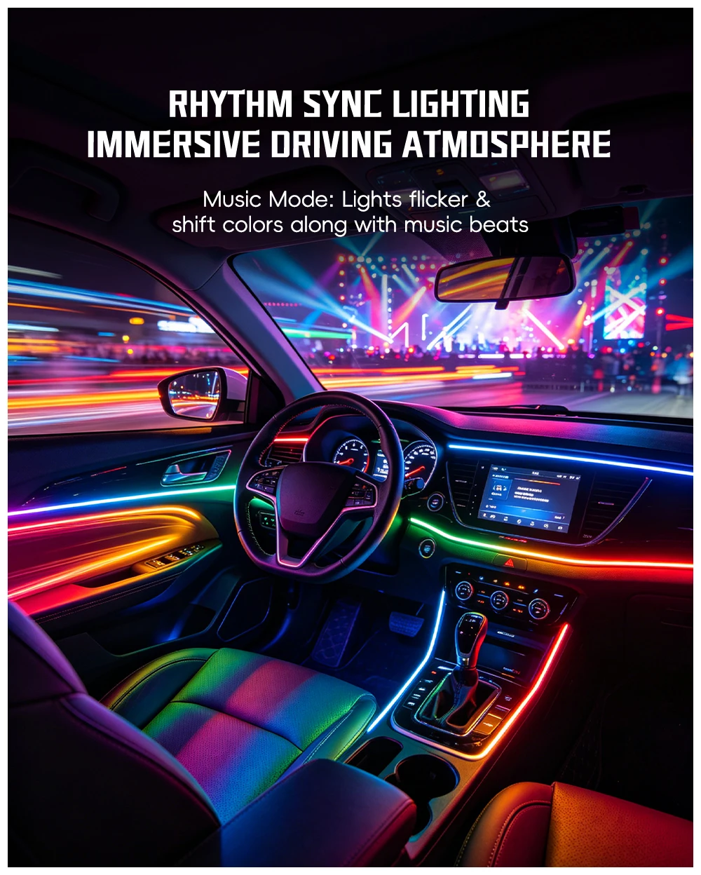 5/6/9/10in1 Symphony Car Ambient Light Interior Acrylic Guide LED Strip Light Cigarette Decoration Atmosphere Lamp APP Control
