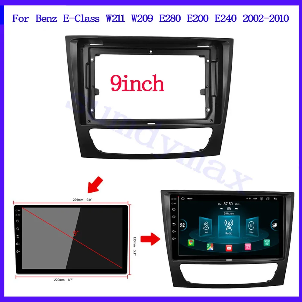 Android car Radio Frame For Mercedes-Benz E-Class W211 W209 E280 E200 E240 2002-2010 Car panel radio frame Bezel Faceplate