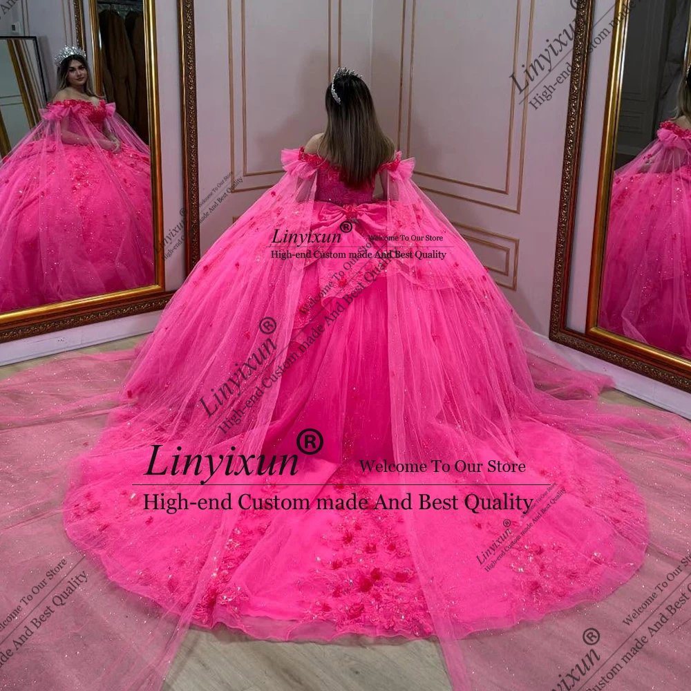 Wspaniała suknia Quinceañera 2025 z odkrytymi ramionami, brokatowymi aplikacjami, suknia balowa na przyjęcie urodzinowe dla dziewczynki, szyta na miarę vestidos de gala